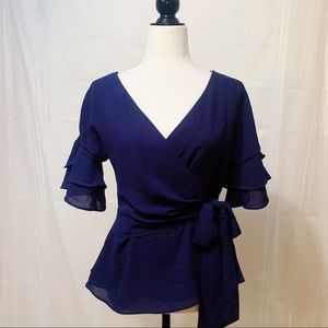 Navy blue waist-tied blouse Mendocino